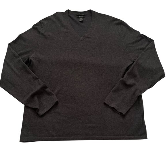 J Ferrar V-Neck Sweater Mens L Gray Pima Cotton Blend Long Sleeve Casual Soft - Picture 1 of 7